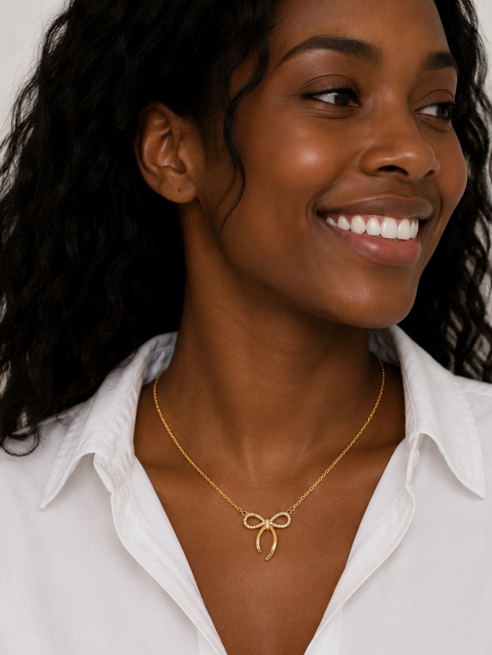 New! Preppy Classic 18K Gold Plated Bow Necklace (1044) NWOT
